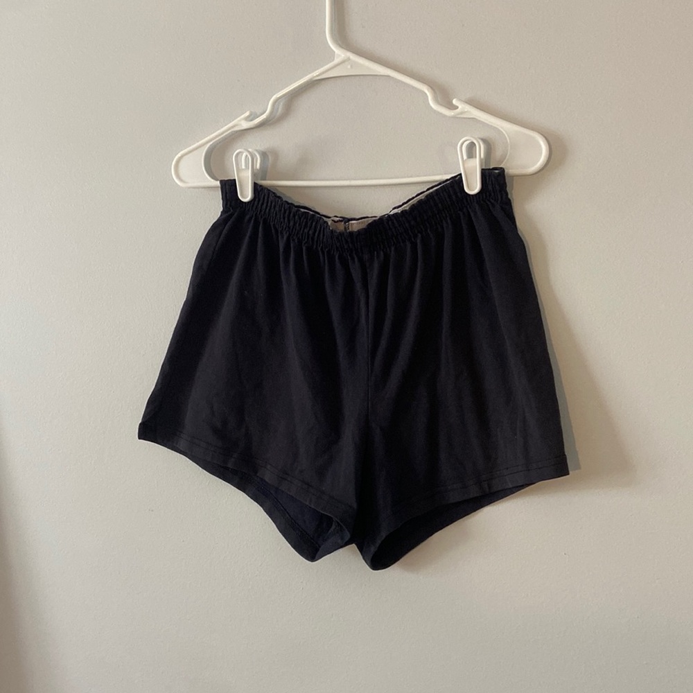 (4 in one bundle) Soffe (2)black (1)brown and (1)blue assorted vintage shorts, L